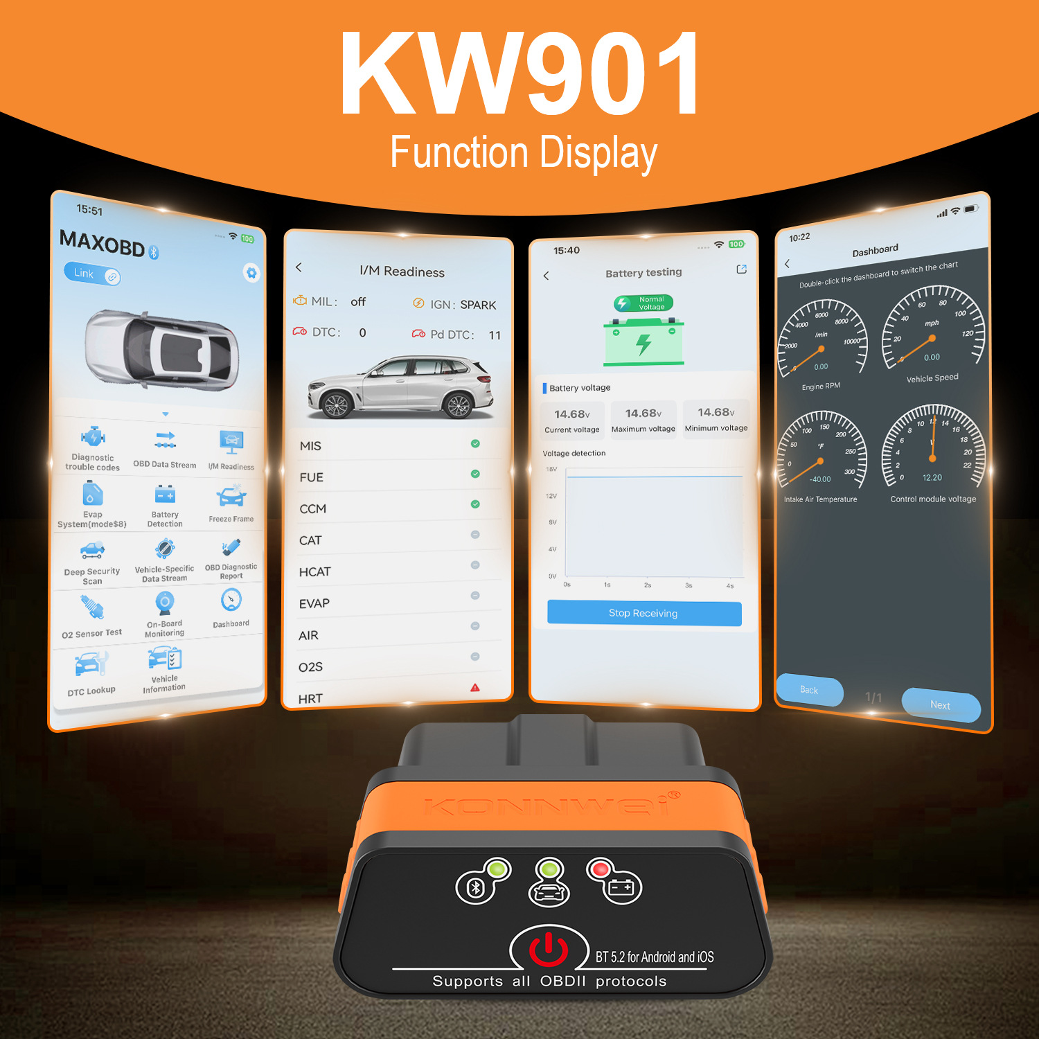 MINI OBD2 KW901 Bluetooth 4.0  - Power Tools English avis et prix